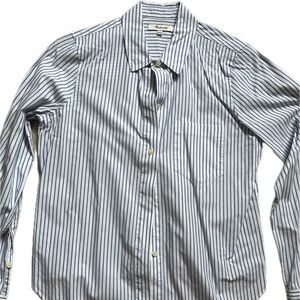 Madewell White and Blue Casual Button Down Shirt